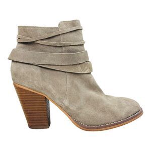 Sole Society Women's Rumi Booties Suede Ankle Boots Block Heels Taupe 11